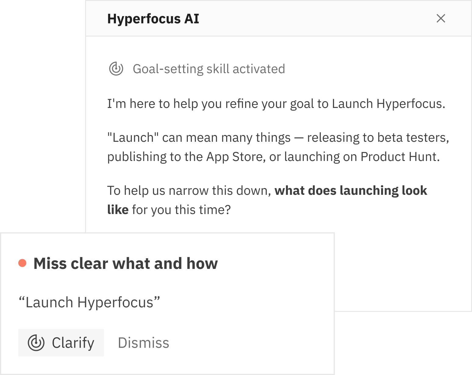 Real-time planning feedback beside guidance from the Hyperfocus assistant